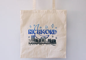 Richmond Skyline at Night Tote Bag