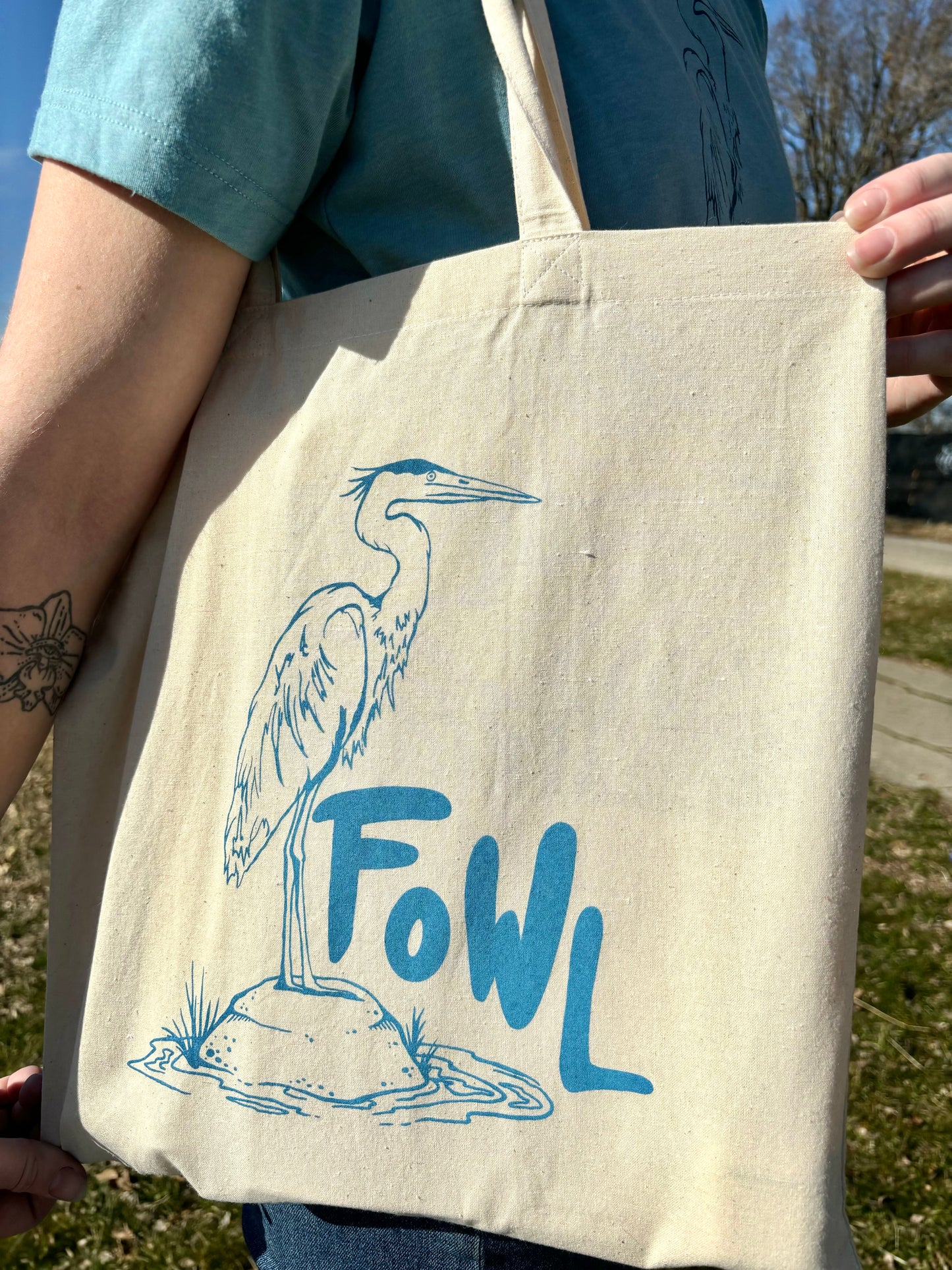 Fowl (Blue Heron) Tote Bag